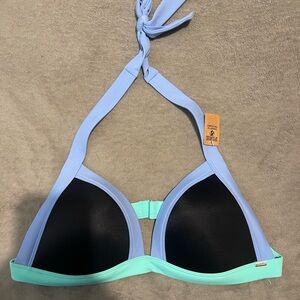 PINK Victoria Secret Blue and Black Bikini Top‎